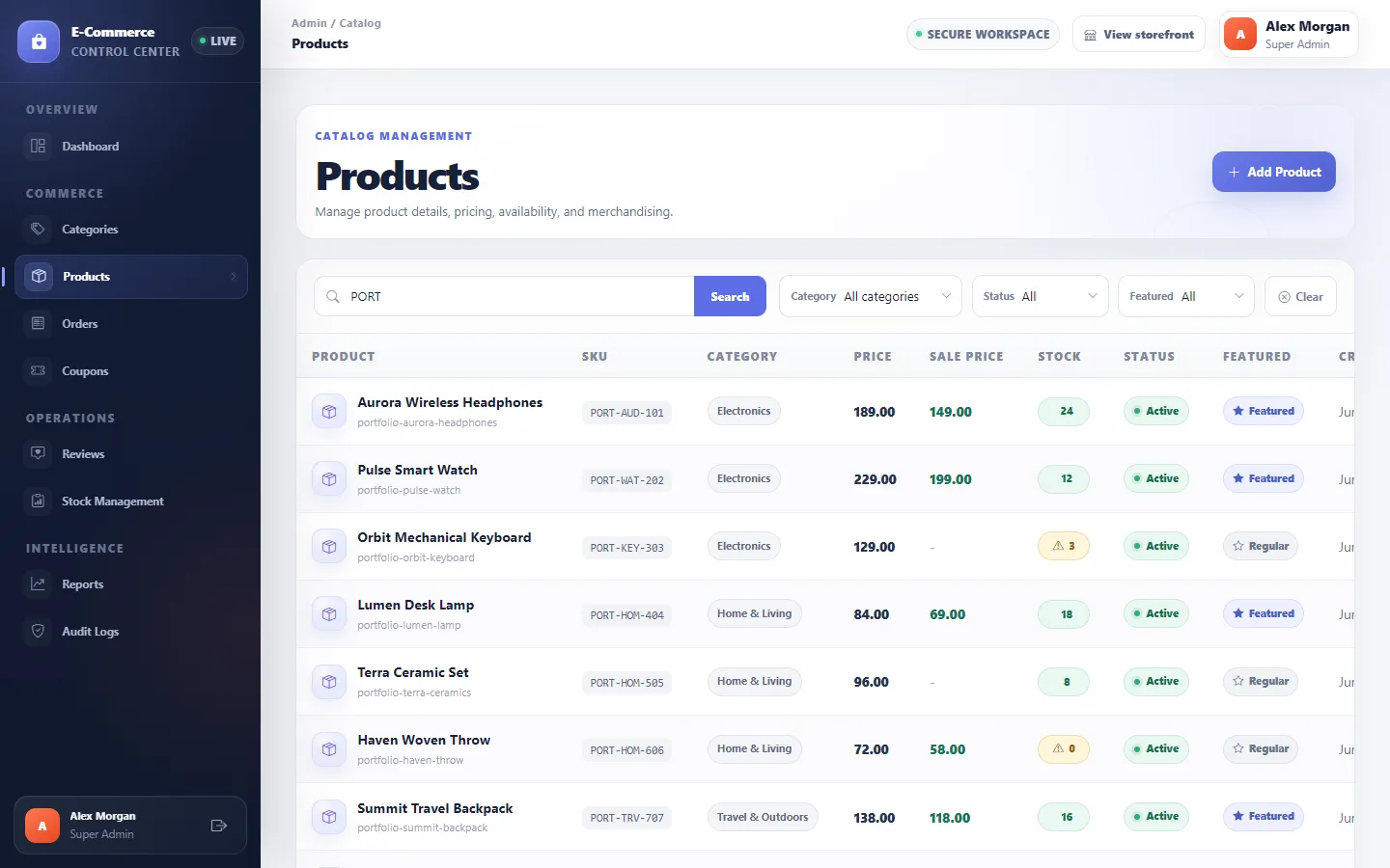 Admin product management