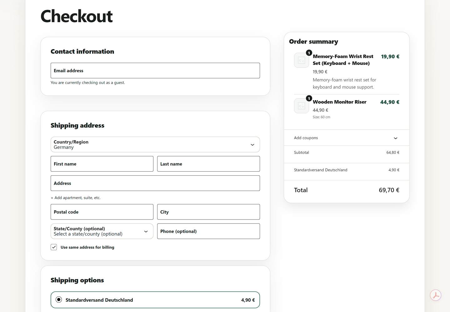 DeskNest checkout
