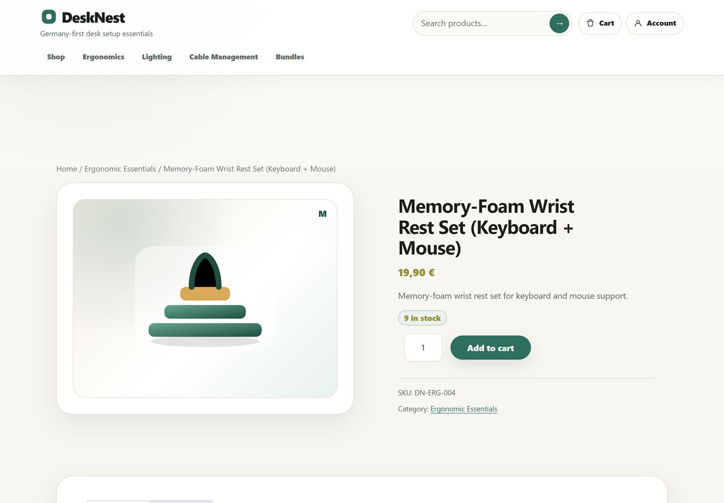 DeskNest simple product page