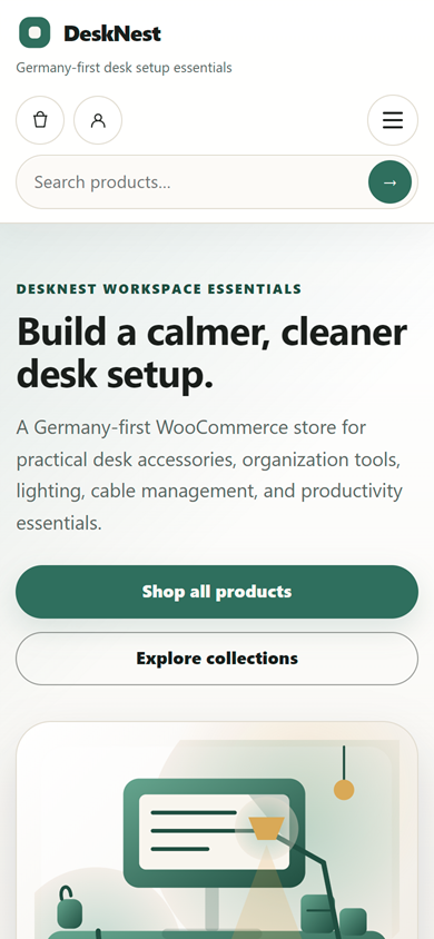 DeskNest mobile homepage