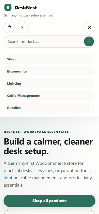 DeskNest mobile navigation